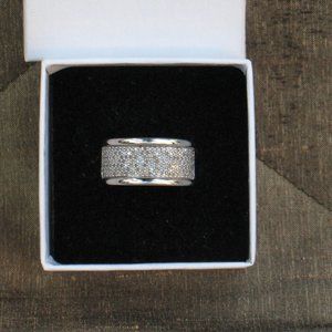 Diamond and Sterling Silver Pave Set Ring